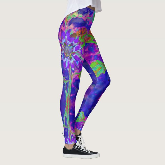 Elegant abstrakt lila solros leggings (Höger)