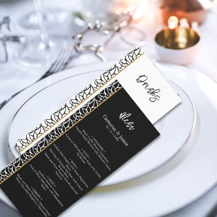 Elegant Abstrakt Löv Gräns Middag Drinks Menu