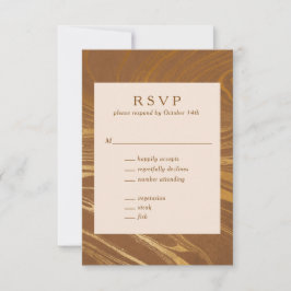 Elegant Abstrakt Marble Swirl Golden Brown Bröllop OSA Kort