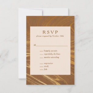 Elegant Abstrakt Marble Swirl Golden Brown Bröllop OSA Kort