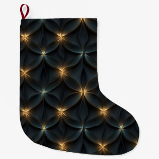 Elegant Abstrakt Mönster med Golden Glowing Light Stor Julstrumpa