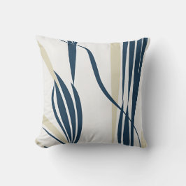 Elegant Abstrakt Navy & Beige Cushion Kudde
