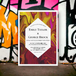 Elegant Abstrakt Oljemålning Fine Art Bröllop Inbjudningar