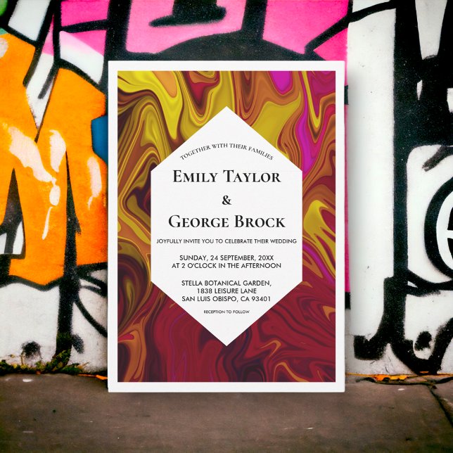 Elegant Abstrakt Oljemålning Fine Art Bröllop Inbjudningar (Skapare uppladdad)