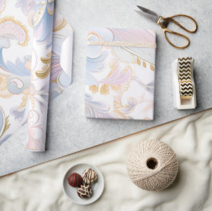 Elegant Abstrakt Pastel Paisley Guld Rosa Blue Presentpapper