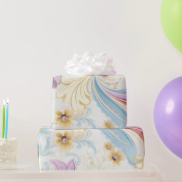 Elegant Abstrakt Pastel Paisley Lila Blommigt Presentpapper