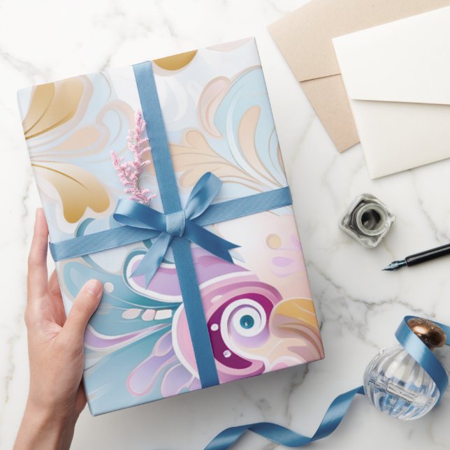 Elegant Abstrakt Pastel Paisley Lila Blommigt Presentpapper (Gifting)