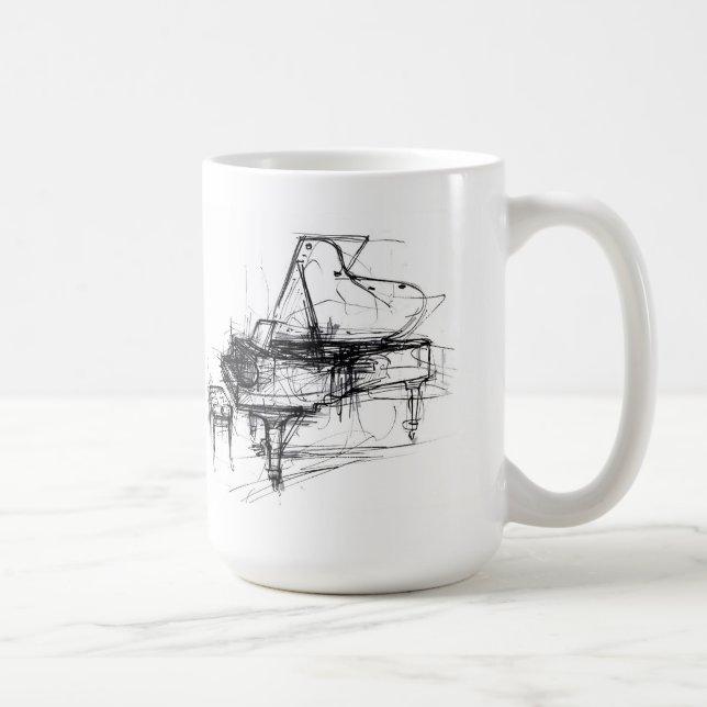 Elegant Abstrakt Piano Sketch Kaffemugg (Höger)
