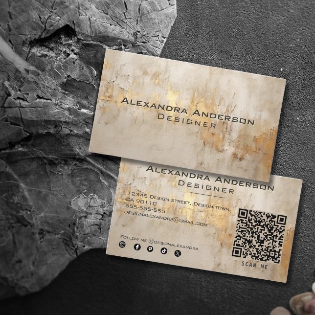 Elegant Abstrakt Professionell för Elfenbenskusten Visitkort (Elegant Abstract Ivory Gold Glittery Professional Business Card)