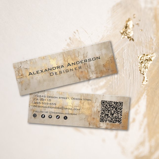Elegant Abstrakt Professionellen Elfenbenskusten G Mini Visitkort (Elegant Abstract Ivory Gold Glitter Professional Mini Business Card)