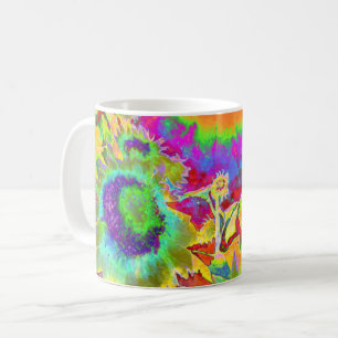 Elegant abstrakt retro Solros fält Kaffemugg