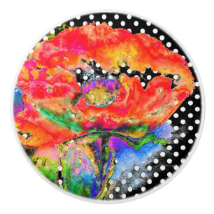 Elegant abstrakt röd blommigt, vattenfärgspolpunkt knopp