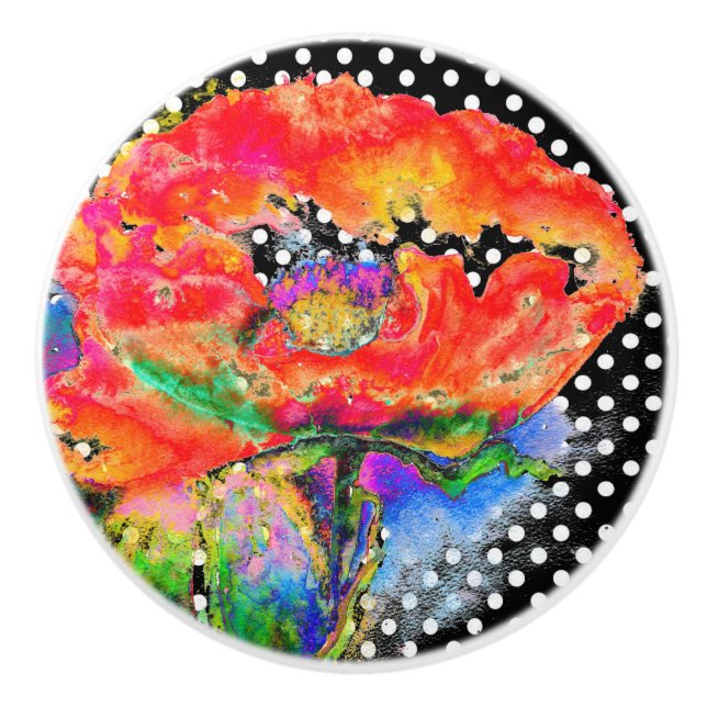 Elegant abstrakt röd blommigt, vattenfärgspolpunkt knopp (Framsidan)