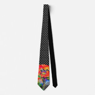 Elegant abstrakt röd blommigt, vattenfärgspolpunkt slips