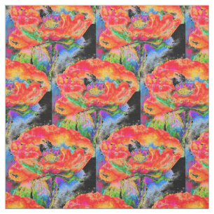 Elegant abstrakt röd blommigt, vattenfärgsvart tyg