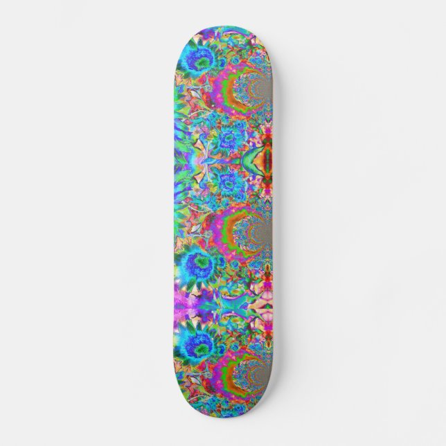 Elegant abstrakt rosa blåa blommor  skateboard bräda 20 cm (Framsida)