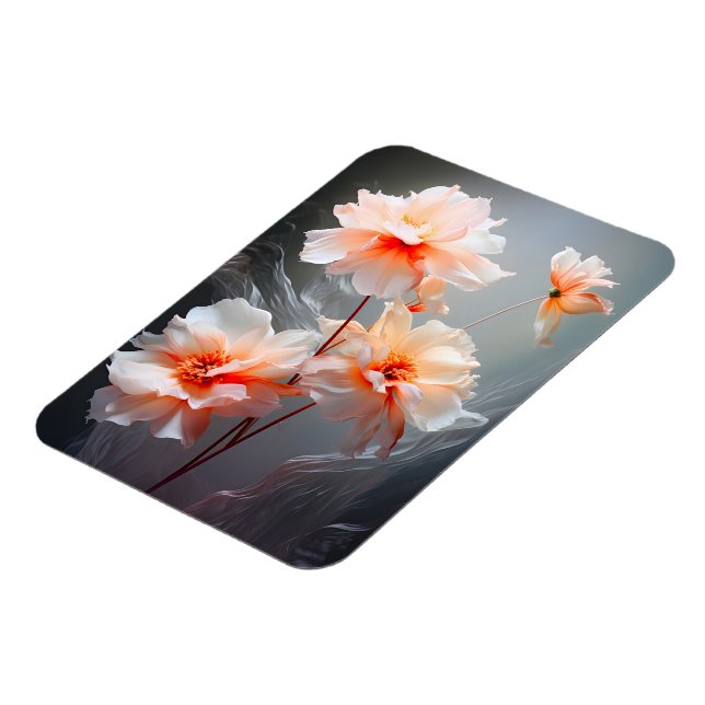 Elegant Abstrakt Rosa Blomma Dimt Flöde Magnet (Vänstra Sidan)