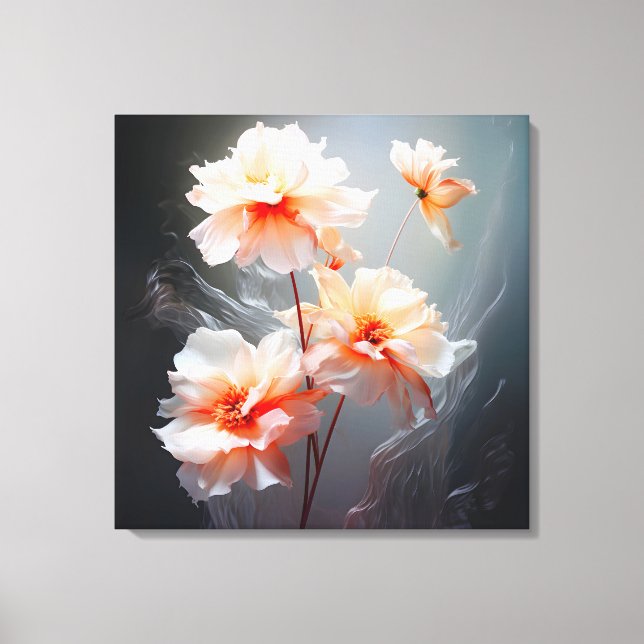 Elegant Abstrakt Rosa Blommig Dimmig Flöde Canvastryck (Framsida)