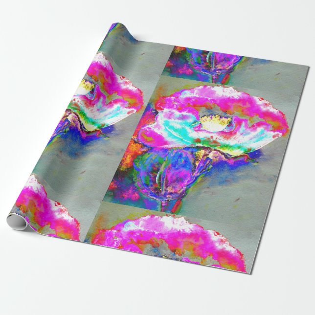 Elegant abstrakt rosa blommigt målning av testämne presentpapper (Utrullad)