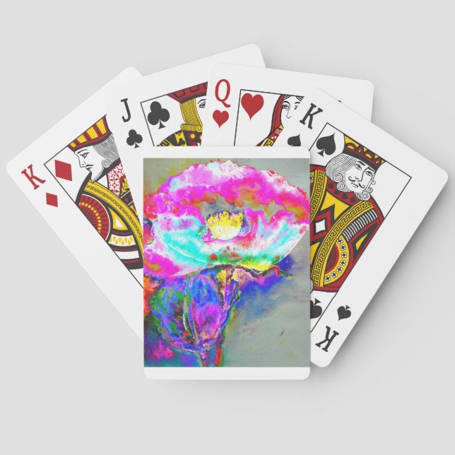 Elegant abstrakt Rosa blommigt Poppy-målning Spelkort (Baksidan)