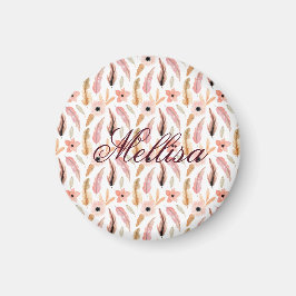 Elegant Abstrakt Rosa Blommigt Vattenfärg Mönster Magnet