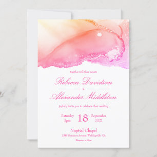 Elegant Abstrakt Rosa Guld Bröllop Inbjudningar