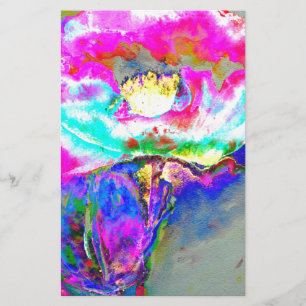Elegant abstrakt rosa teal blommålning brevpapper