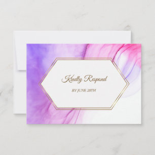 Elegant Abstrakt Rosa Violet Guld Ram Menu OSA Kort