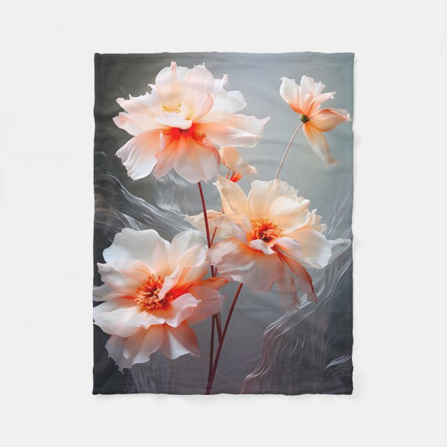 Elegant abstrakt roséblomma disig flöde fleecefilt (Framsidan)