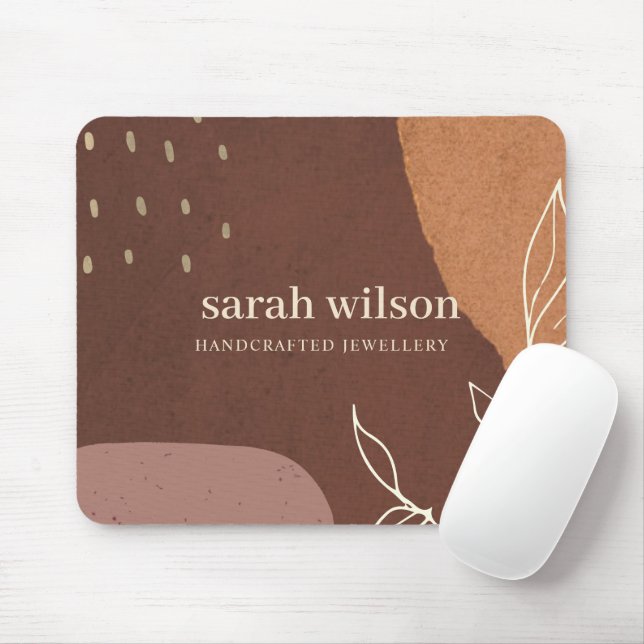 Elegant Abstrakt Rust brun Orange Bladblomma Musmatta (Med mus)