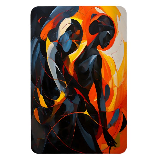 Elegant Abstrakt Silhouette i Fiery Tones Art Magnet (Vertikal)