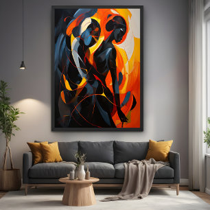 Elegant Abstrakt Silhouette i Fiery Tones Art Poster