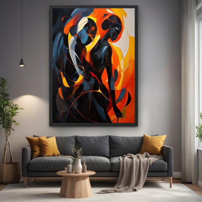 Elegant Abstrakt Silhouette i Fiery Tones Art Poster (Skapare uppladdad)