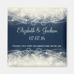 Elegant Abstrakt Snöre och Pearls Wedding Favor Magnet