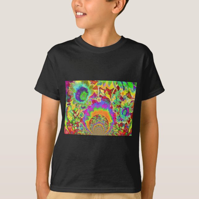 Elegant abstrakt solblommor tee shirt (Framsida)