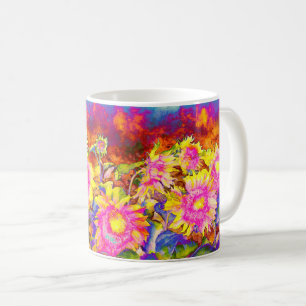 Elegant abstrakt solros fält kaffemugg