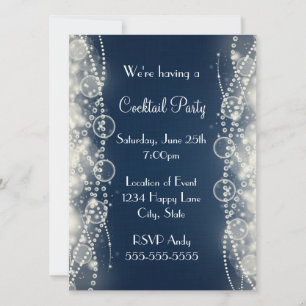 Elegant abstrakt spets och pärlor cocktailparty inbjudningar