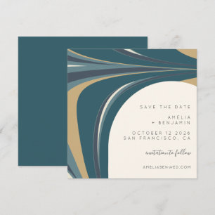 Elegant Abstrakt Teal Emerald Guld Modern Square Spara Datumet