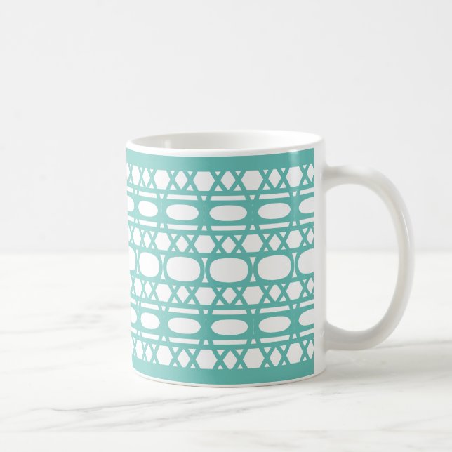 Elegant Abstrakt Teal Mönster Kaffemugg (Höger)