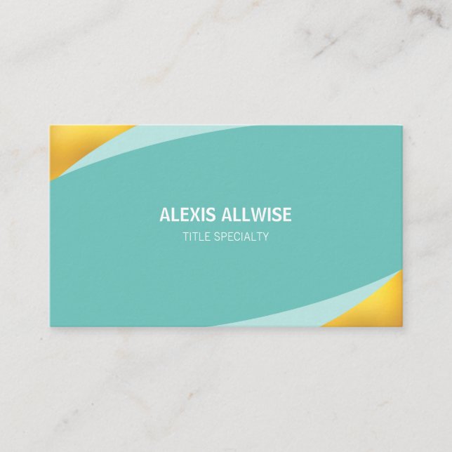 Elegant Abstrakt Teal och Guld Visitkort (Framsida)