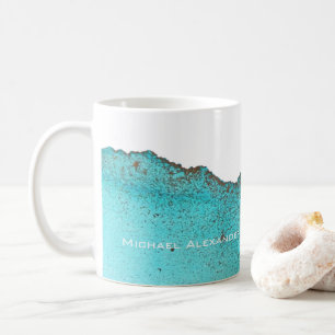 Elegant Abstrakt Turquise Guld Bläck Ark Kaffemugg