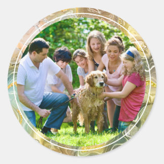 Elegant Abstrakt vätska Och Familj Anpassad Foto Runt Klistermärke