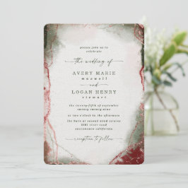 Elegant Abstrakt Watercolor Terra Rosa Bröllop Inbjudningar