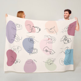 Elegant Abstrakt Woman Line Art Fleece Blanket