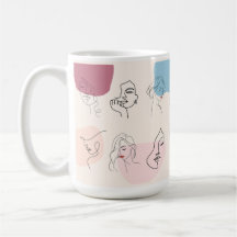 Elegant Abstrakt Woman Line Art Mugg