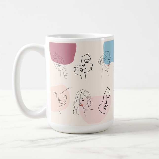 Elegant Abstrakt Woman Line Art Mugg (Vänster)