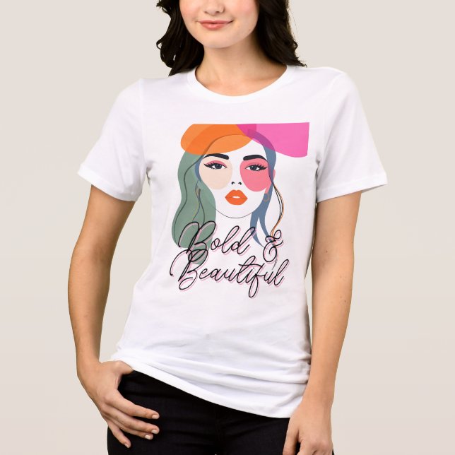 Elegant Abstrakt Woman Porträtt T Shirt (Framsida)