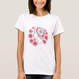 Elegant abstrakterna dam-tshirt för kvinnlig rosa t shirt