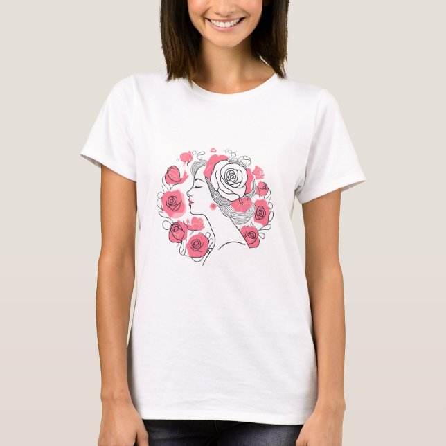 Elegant abstrakterna dam-tshirt för kvinnlig  rosa t shirt (Framsida)