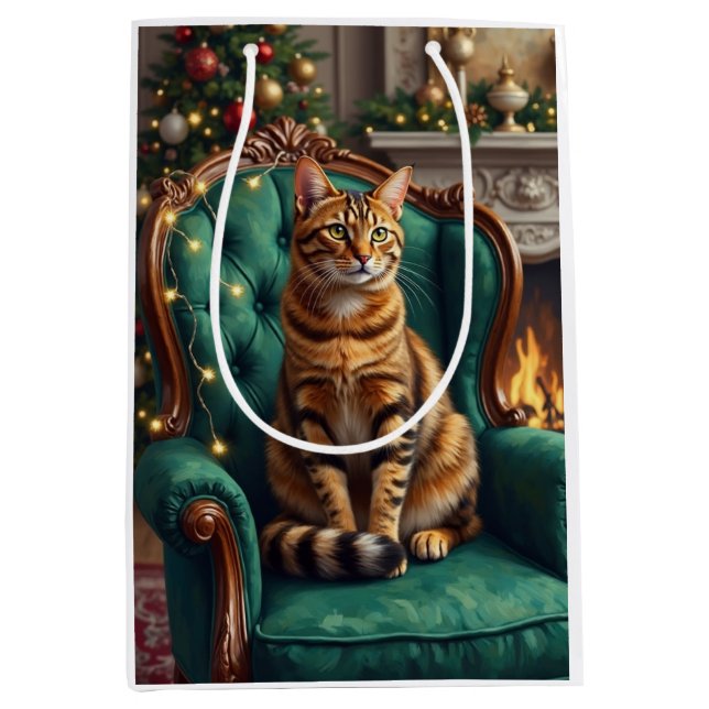 Elegant Abyssinian Cat Regal Holiday Portrait Art (Framsidan)
